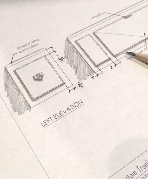 huntley & co. autocad elevations with shading of custom trunk design