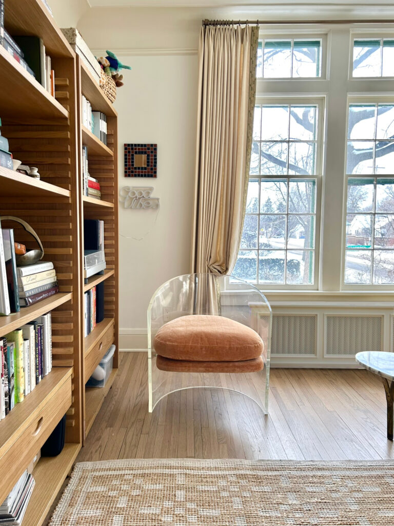 Hillcrest living room south window and bookcases