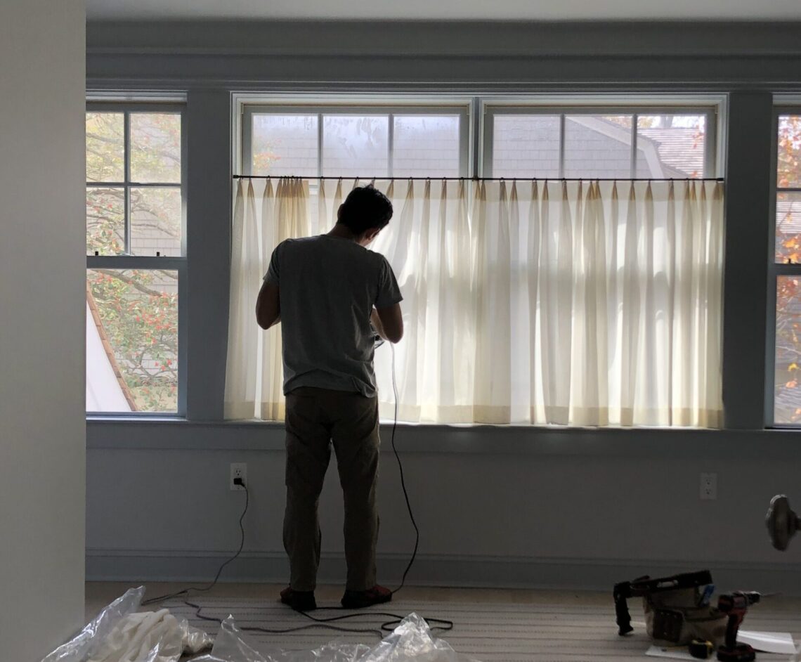 curtain installation at huntley & co. bay ridge project