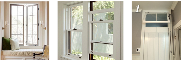 casement, double-hung, transom windows