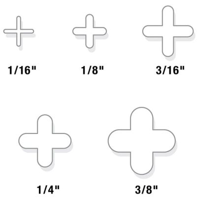 diagram of grout spacers showing sizes